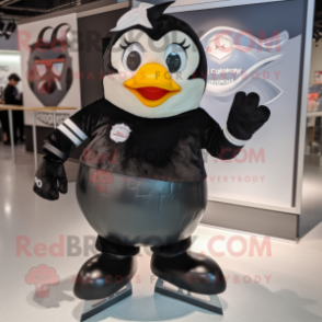 Black Pair Of Ice Skates mascot costume character dressed with a Cover-up and Keychains