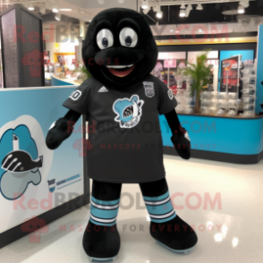Black Pair Of Ice Skates mascot costume character dressed with a Cover-up and Keychains