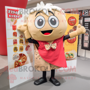 nan Ramen mascot costume character dressed with a Button-Up Shirt and Handbags