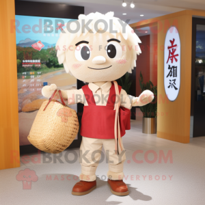 nan Ramen mascot costume character dressed with a Button-Up Shirt and Handbags