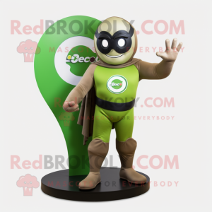 Olive Superhero mascot costume character dressed with a Chinos and Rings