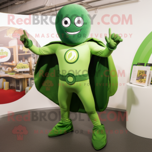 Olive Superhero mascot costume character dressed with a Chinos and Rings