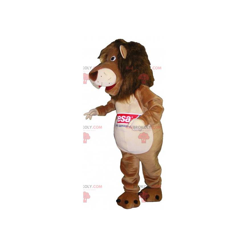 Braunes und beige Löwenmaskottchen - Redbrokoly.com