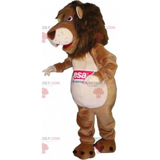 Braunes und beige Löwenmaskottchen - Redbrokoly.com