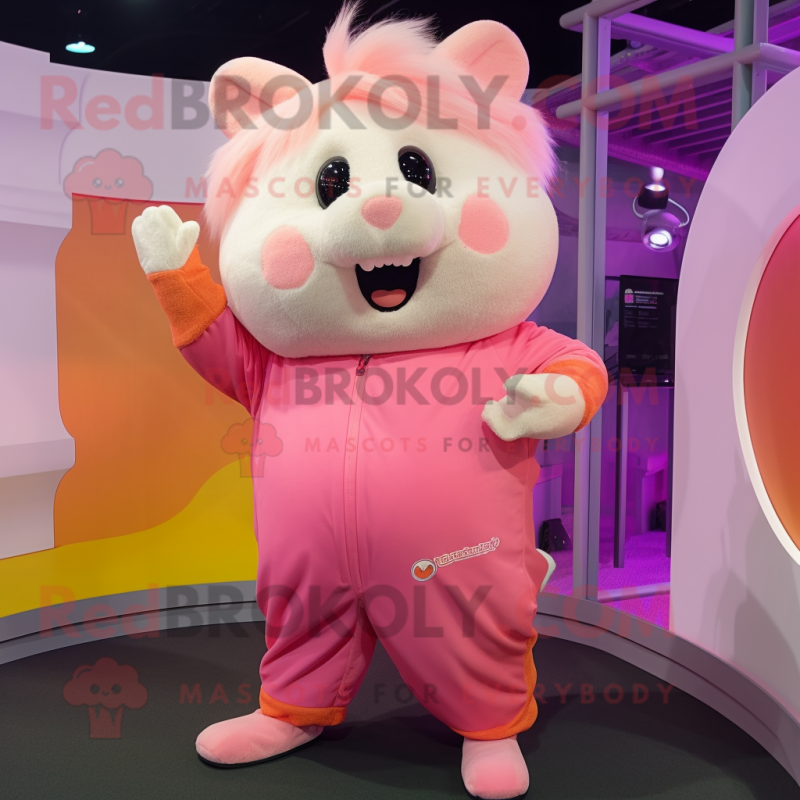 Pink Hamster mascot costume character dressed with a Culottes and Bracelets Pink Hamster mascot costume character dressed with a Culottes and Bracelets