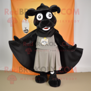 Black Beef Stroganoff mascot costume character dressed with a Wrap Skirt and Keychains