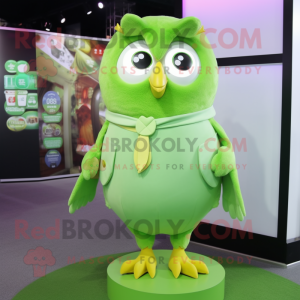 Lime Green Owl mascotte...