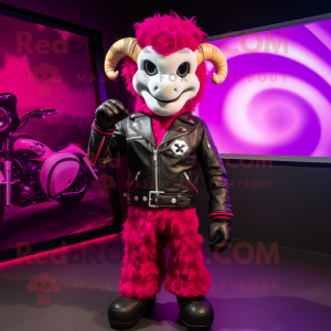 Magenta Ram maskot kostume...