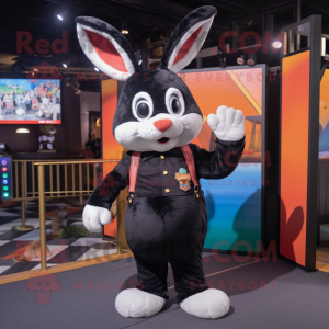 Black Rabbit mascot costume character dressed with a Shorts and Scarves