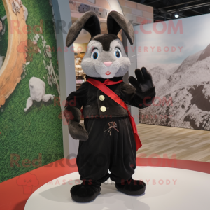 Black Rabbit mascot costume character dressed with a Shorts and Scarves