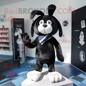 Black Rabbit mascot costume character dressed with a Shorts and Scarves
