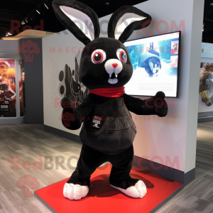 Black Rabbit mascot costume character dressed with a Shorts and Scarves