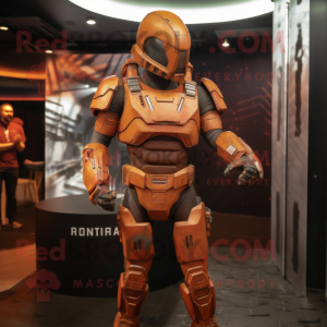 Rust Spartan Soldier mascot costume character dressed with a Bodysuit and Belts