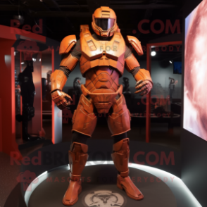 Rust Spartan Soldier mascot costume character dressed with a Bodysuit and Belts