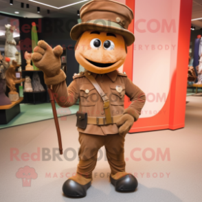 Brown Soldier mascot costume character dressed with a Jeggings and Hats