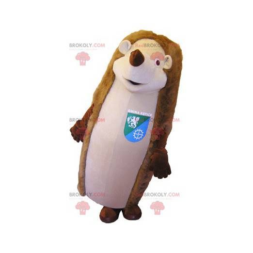 Mascote gigante ouriço marrom e bege - Redbrokoly.com