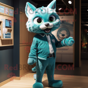 Teal Cat mascotte kostuum...