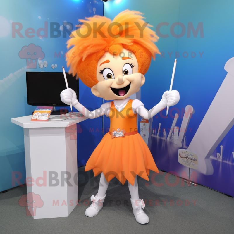 Orange Tooth Fairy mascot costume character dressed with a Pencil Skirt and Hairpins Orange Tooth Fairy mascot costume character dressed with a Pencil Skirt and Hairpins