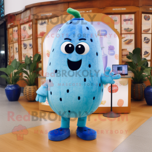 Blue Melon mascot costume character dressed with a Playsuit and Earrings