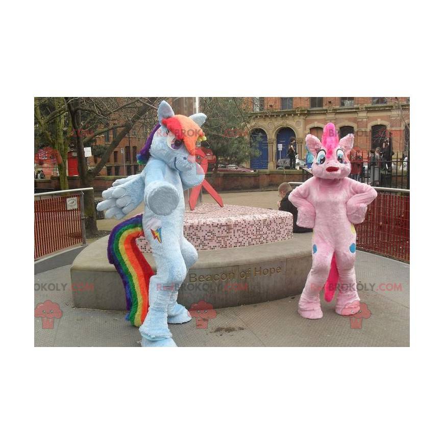 2 colorful unicorn pony mascots - Redbrokoly.com