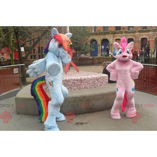 2 kleurrijke eenhoornpony-mascottes - Redbrokoly.com