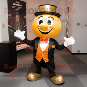 Gold Orange maskot kostume...