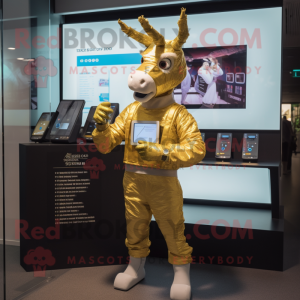 Gold Donkey maskot kostume...