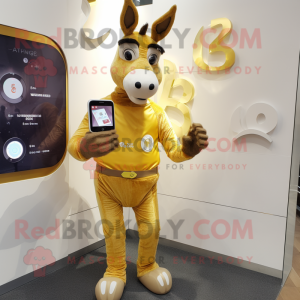 Gold Donkey maskot kostume...