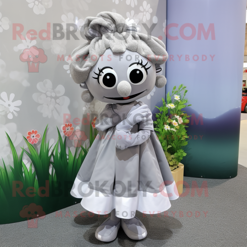 Gray Cherry mascot costume character dressed with a Dress and Headbands Gray Cherry mascot costume character dressed with a Dress and Headbands