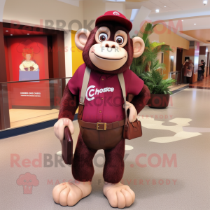 Maroon chimpanse maskot...