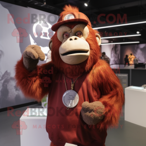 Maroon orangutang maskot...