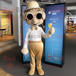 Tan Champagne maskot kostym...