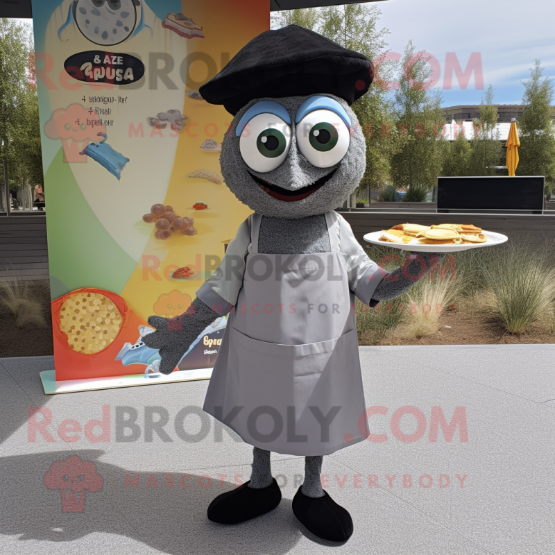 Gray Paella mascot costume character dressed with a A-Line Dress and Pocket squares Gray Paella mascot costume character dressed with a A-Line Dress and Pocket squares