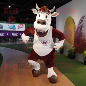 Maroon Cow maskot kostume...