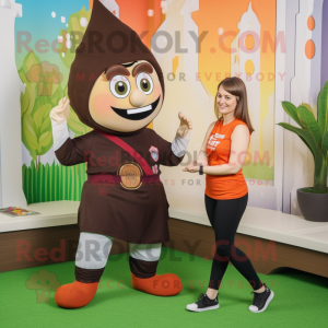 Brown Goulash mascot costume character dressed with a Yoga Pants and Anklets