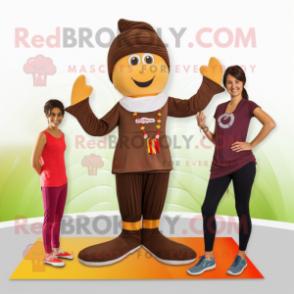 Brown Goulash mascot costume character dressed with a Yoga Pants and Anklets