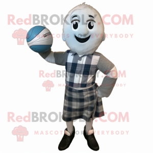 Silver Volleyball Ball mascot costume character dressed with a Flannel Shirt and Ties