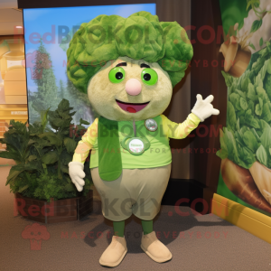 Olive Turnip mascot costume character dressed with a Bermuda Shorts and Bracelets