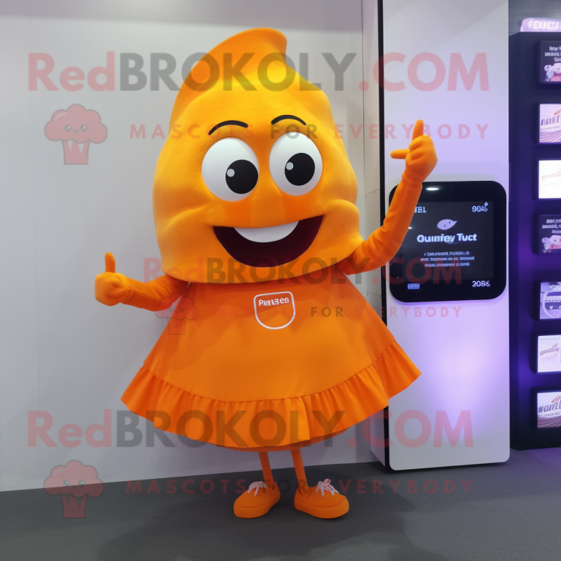 Orange Scented Candle mascot costume character dressed with a Skirt and Digital watches