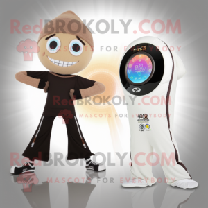 Tan Ray mascot costume character dressed with a Yoga Pants and Digital watches