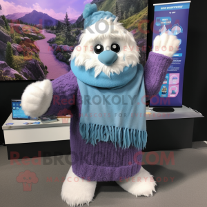 Blå Yeti maskot kostume...