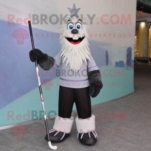 nan Ice Hockey Stick mascot costume character dressed with a Dress Pants and Hairpins