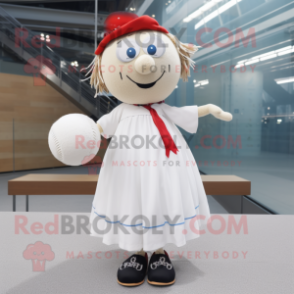 White Petanque Ball mascot costume character dressed with a Skirt and Scarf clips