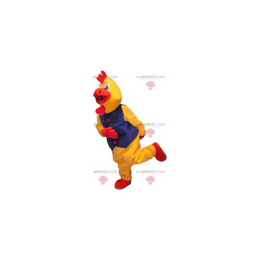 Fato de mascote de galo gigante amarelo e vermelho -