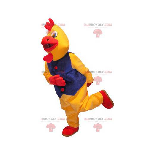 Disfraz de gallo mascota gallo amarillo y rojo gigante -