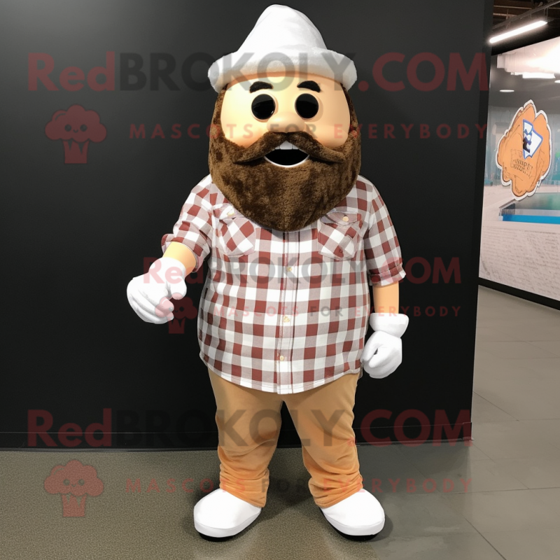 White Ice Cream Cone mascot costume character dressed with a Flannel Shirt and Shoe clips