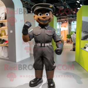 Black Soldier mascot costume character dressed with a Overalls and Belts