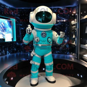 Turkoois astronaut mascotte...