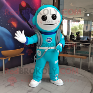 Turkoois astronaut mascotte...