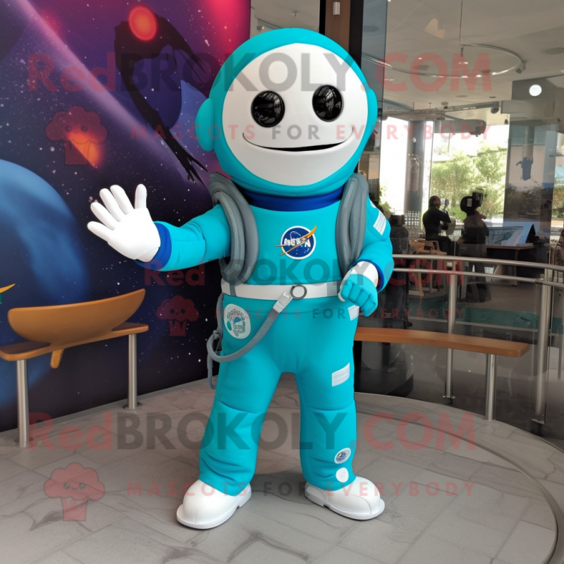 Turquoise Astronaut mascot costume character dressed with a Tuxedo and Bracelet watches